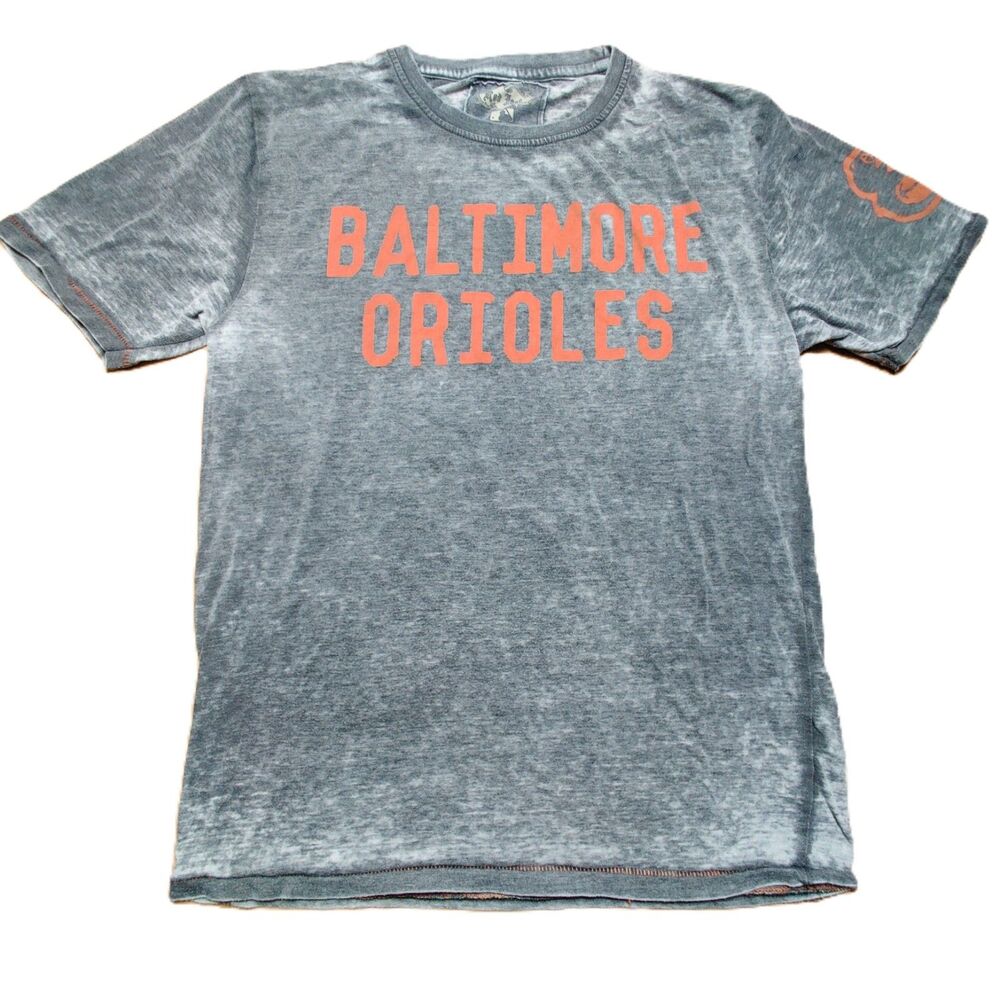 Red Jacket Baltimore Orioles T-Shirt Gray Burnout MLB Graphic Tee Size Medium